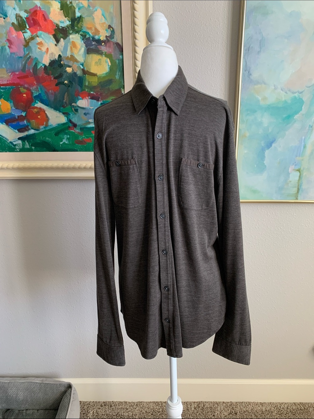 John Varvatos Dark Brown Long-Sleeve Button-Down Shirt